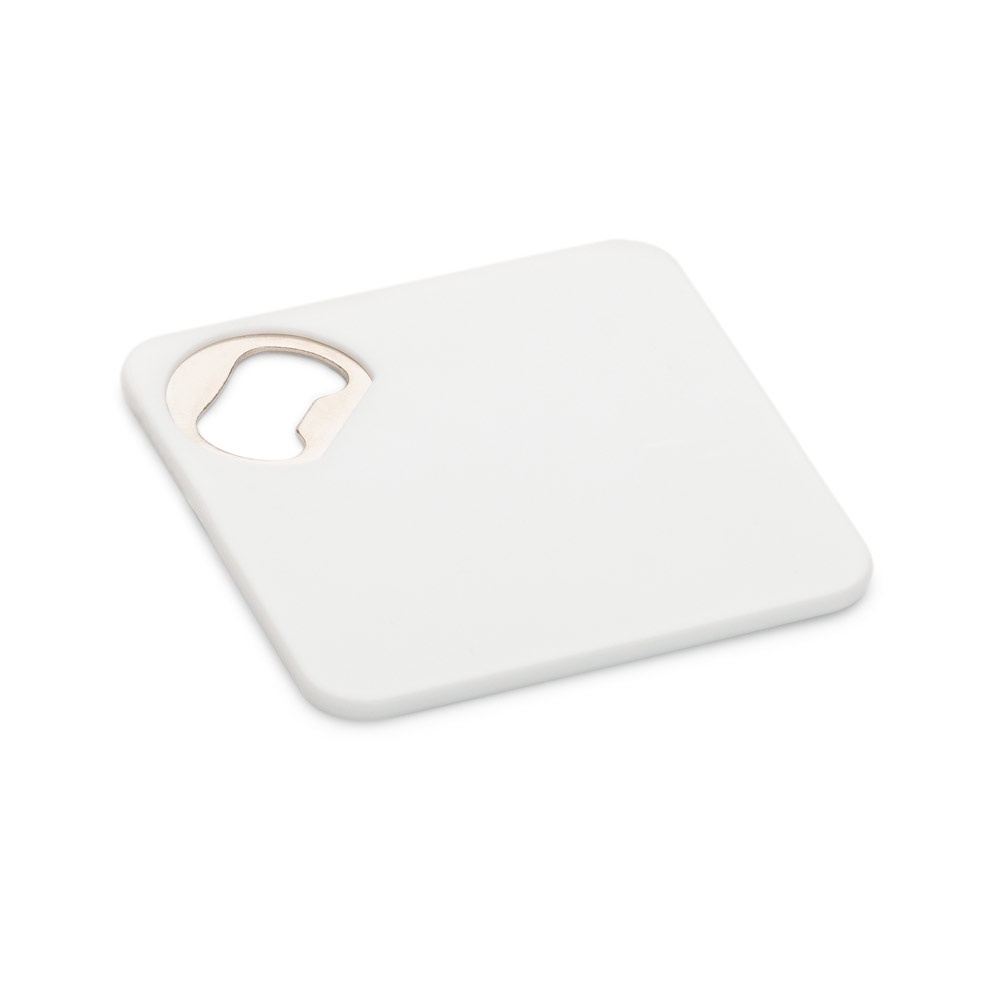 FUNFAYE. Onderzetter met flesopener - met logo of onbedrukt bestellen - Wit