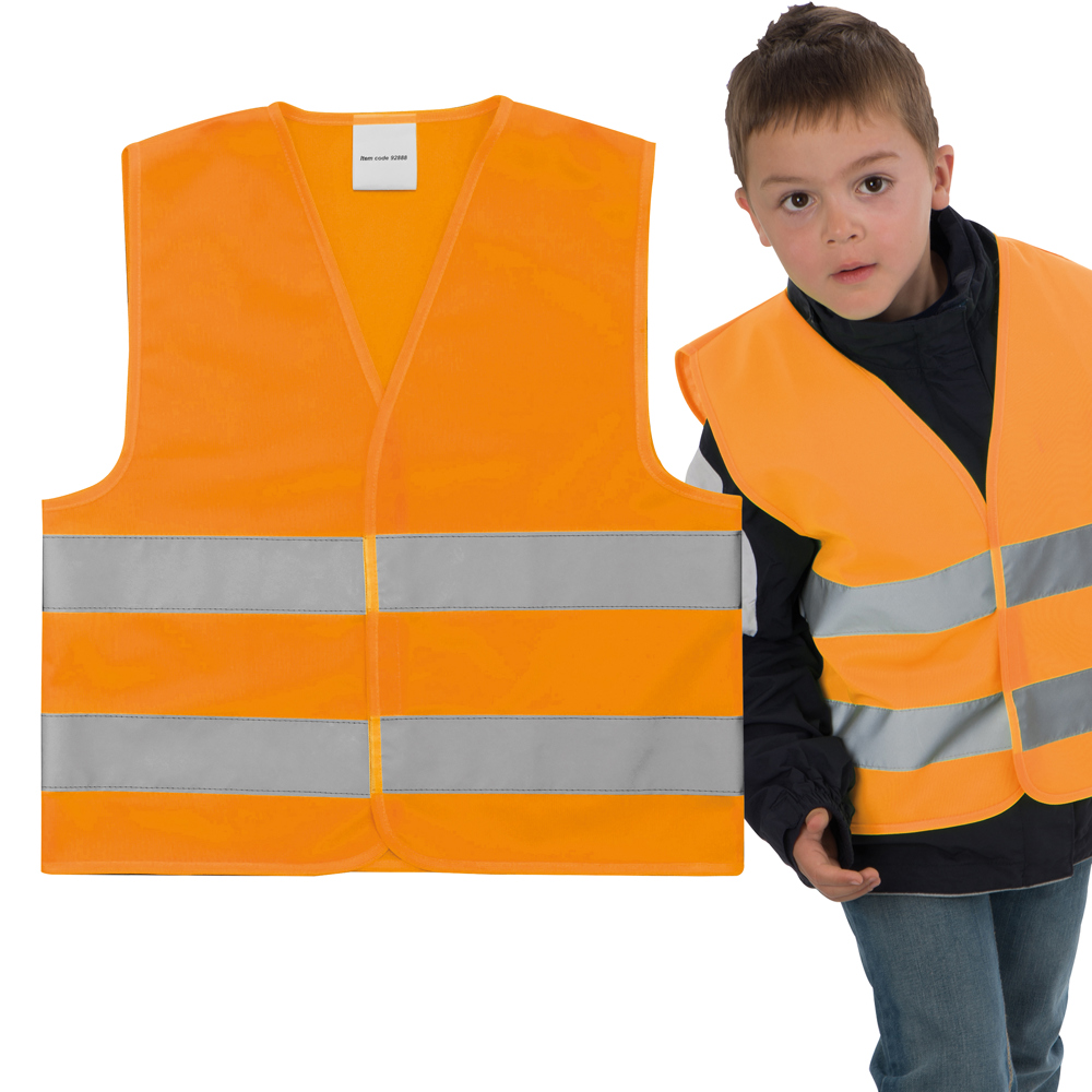 Veiligheidsvest voor kinderen, Klasse 2; EN 1150:1999 - voor bedrijven en relatiegeschenken - Oranje