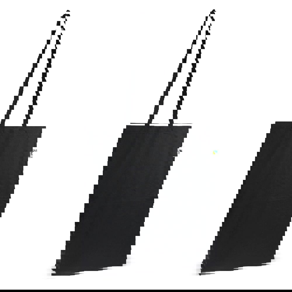 Fairtrade katoenen tas gekleurd lang 140g/m² 38x10x42cm - voor bedrijven en relatiegeschenken - Zwart