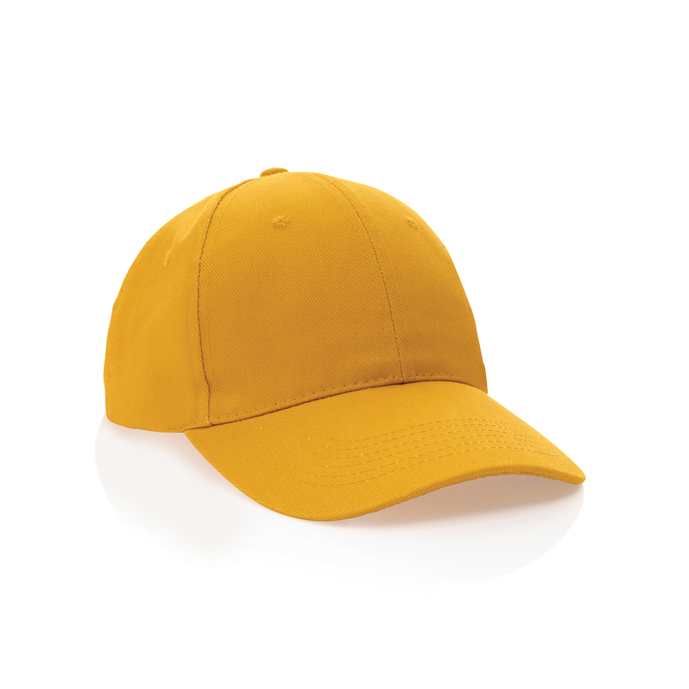 Impact AWARE™ 6 panel 280gr gerecycled katoenen cap - voor bedrijven en relatiegeschenken - geel (± PMS yellow)