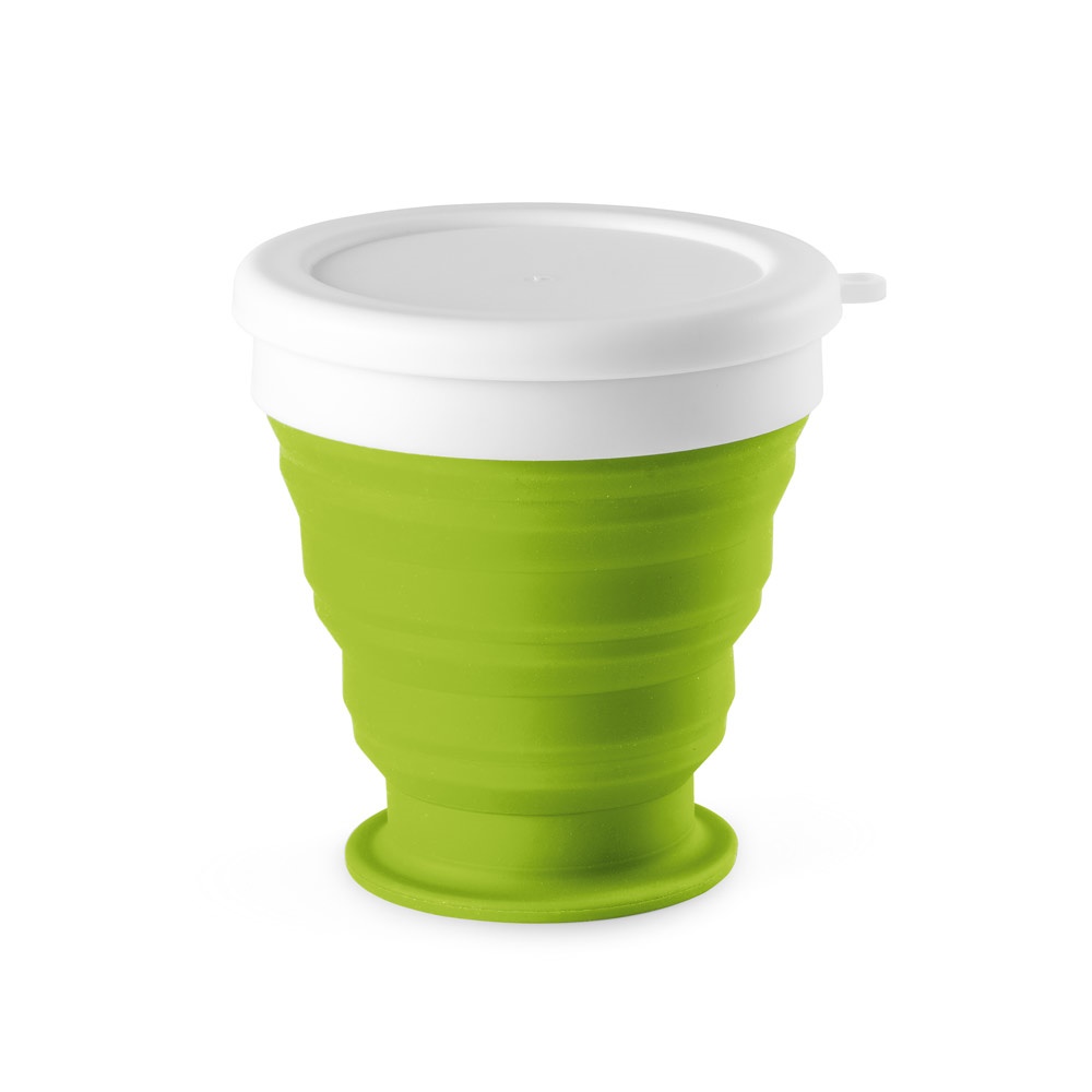 ASTRADA. Opvouwbare reisbeker van silicone en PP 250 mL - met logo of onbedrukt bestellen - Licht groen