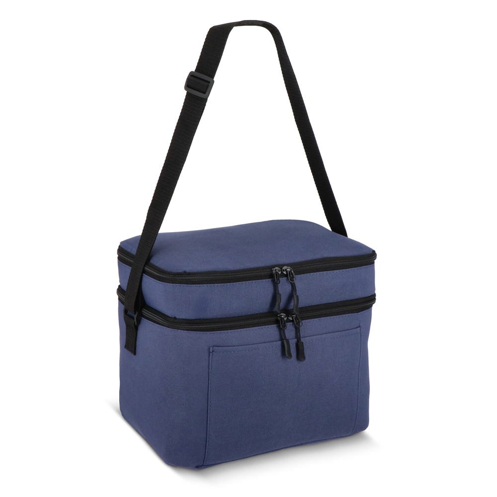 600D gerecycled PET koeltas met twee vakken 30 x 20 x 25 cm 12 L - met logo of onbedrukt bestellen - donkerblauw
