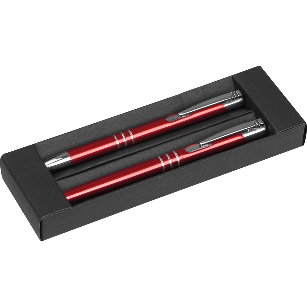 Aluminium schrijfset met een pen en rollerbal
