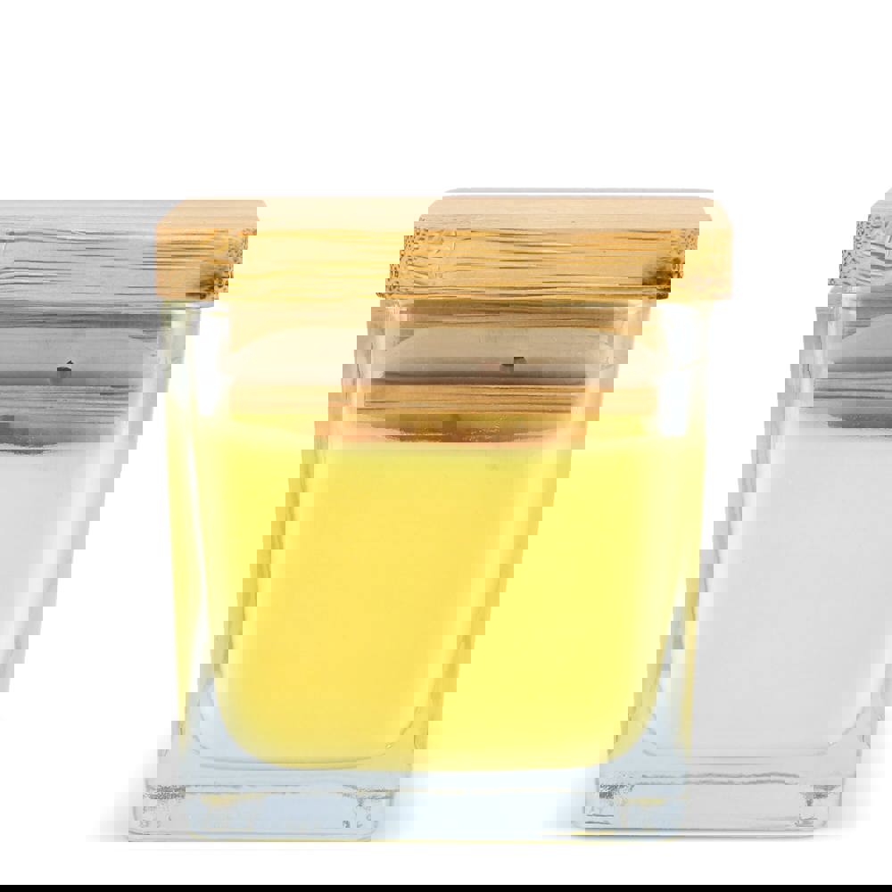 Chakra plantaardige kaars in glazen houder