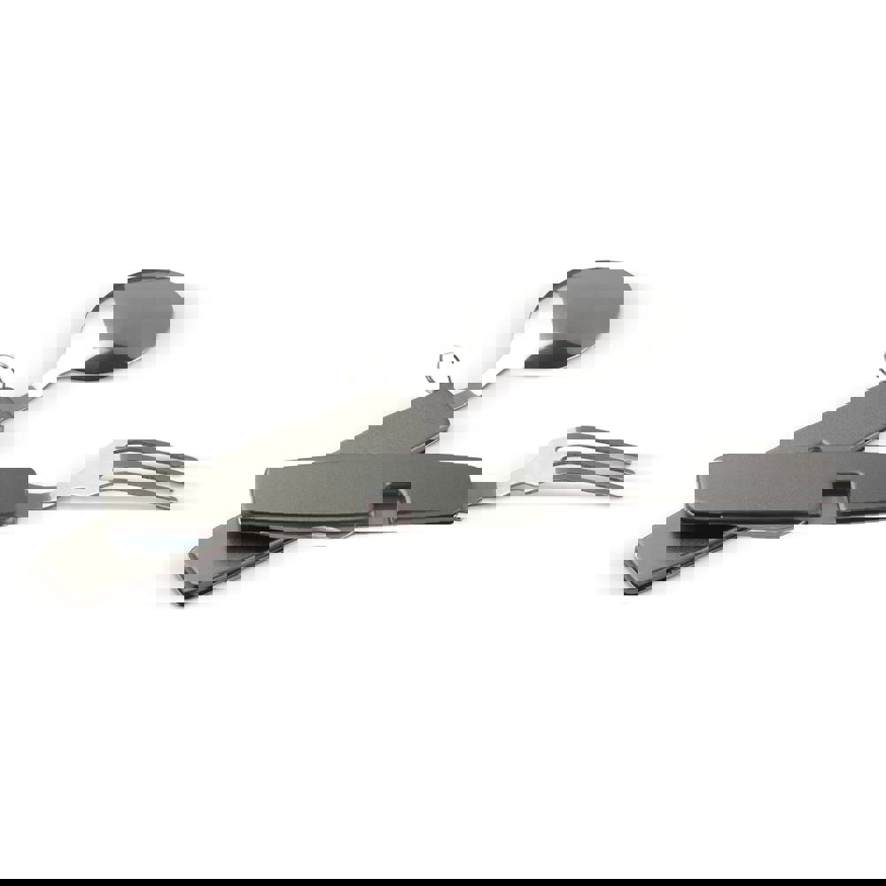 Inklapbaar bestek in multi-tool - bedrukt of onbedrukt verkrijgbaar - Donker gun metal