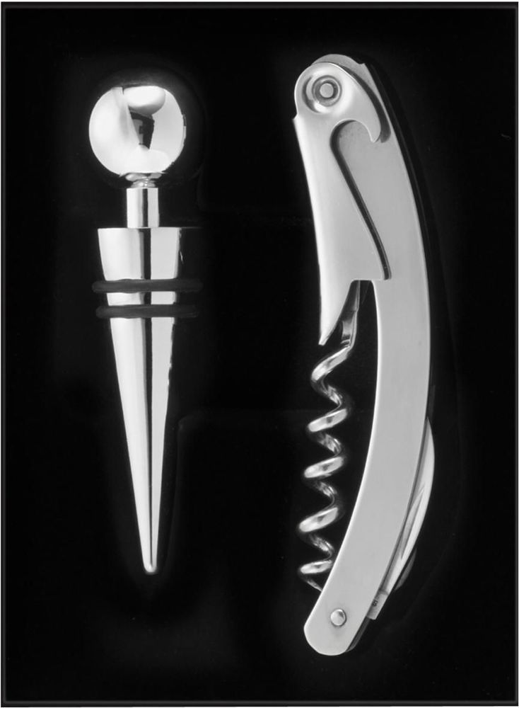 RVS wijn cadeauset Eve - met logo of onbedrukt bestellen - zilver