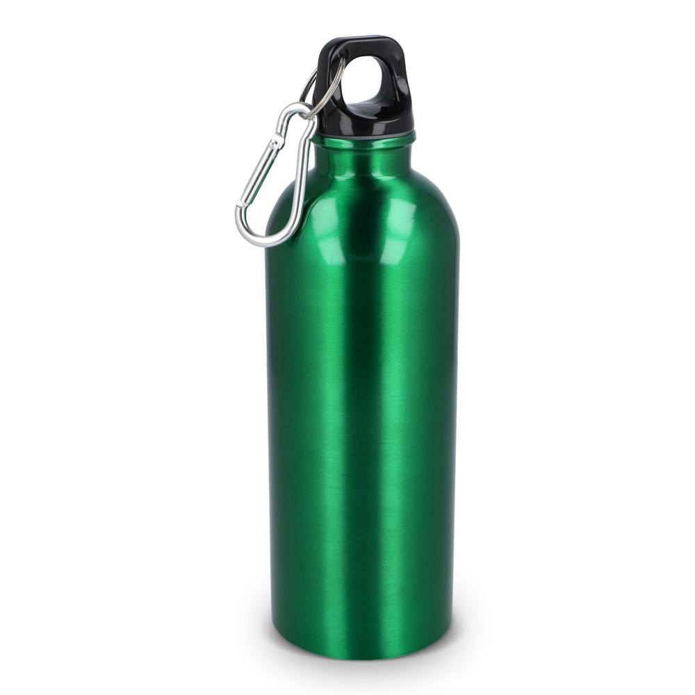 Gerecycled RVS Enkelwandige fles met Karabijnhaak 500ml - bedrukt of onbedrukt verkrijgbaar - lichtgroen