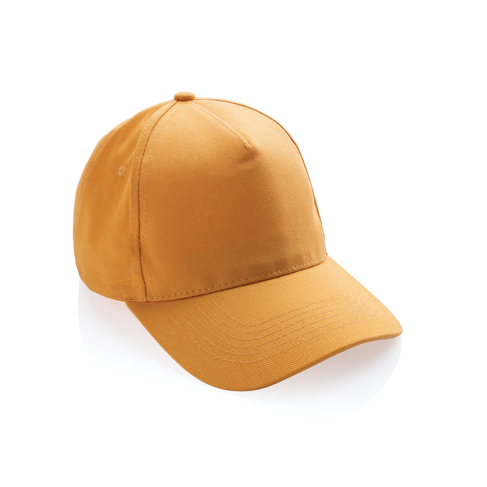 Impact AWARE™ 5 panel 280gr recycled katoenen cap - bedrukt of onbedrukt verkrijgbaar - sundial oranje (± PMS 16-1148TCX)