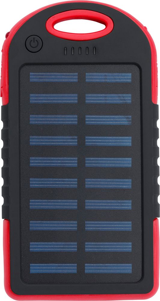 Rubberen ABS zonne-energie powerbank Arin - met logo of onbedrukt bestellen - rood