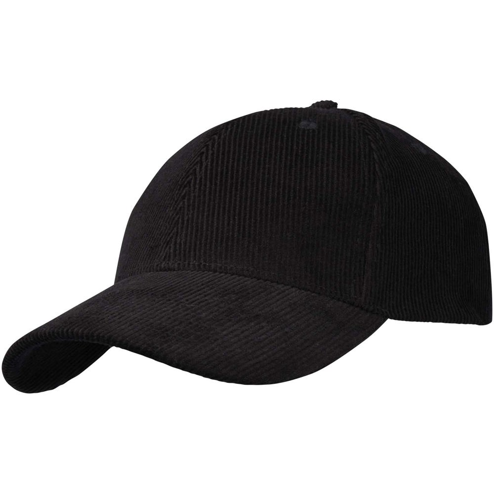 Hutton 6 panel cap van gerecycled corduroy - bedrukt of onbedrukt verkrijgbaar - Zwart