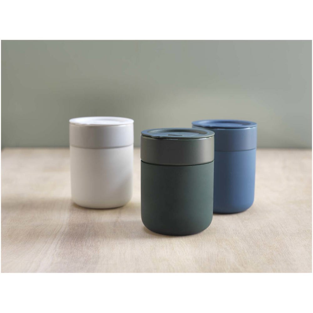 Java 330 ml beker van keramiek met siliconen wikkel en plastic deksel