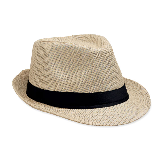 BOOWIE - Papieren strohoed - voor bedrijven en relatiegeschenken - beige