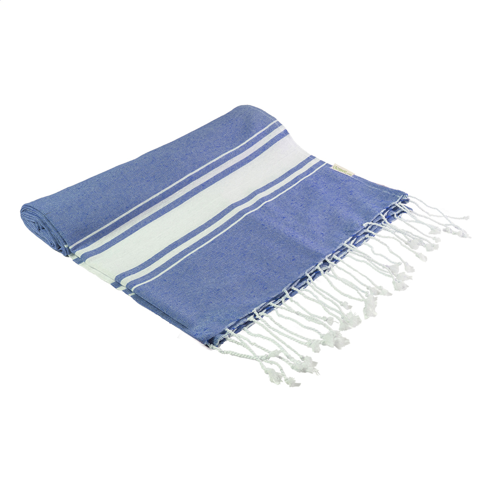 Cancun - gerecycled katoenen strandlaken - met logo of onbedrukt bestellen - donker blauw