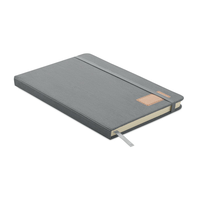 CORDI NOTE - A5 RPET corduroy notitieboek - met logo of onbedrukt bestellen - Grijs