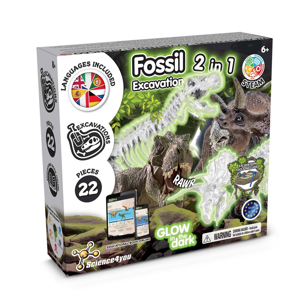 2 in 1 Fossil Excavation Kit I. Educatief spel voor kinderen - voor bedrijven en relatiegeschenken