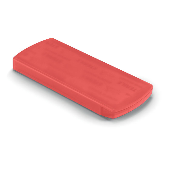 EVAN - Doosje met pleisters - voor bedrijven en relatiegeschenken - transparant rood