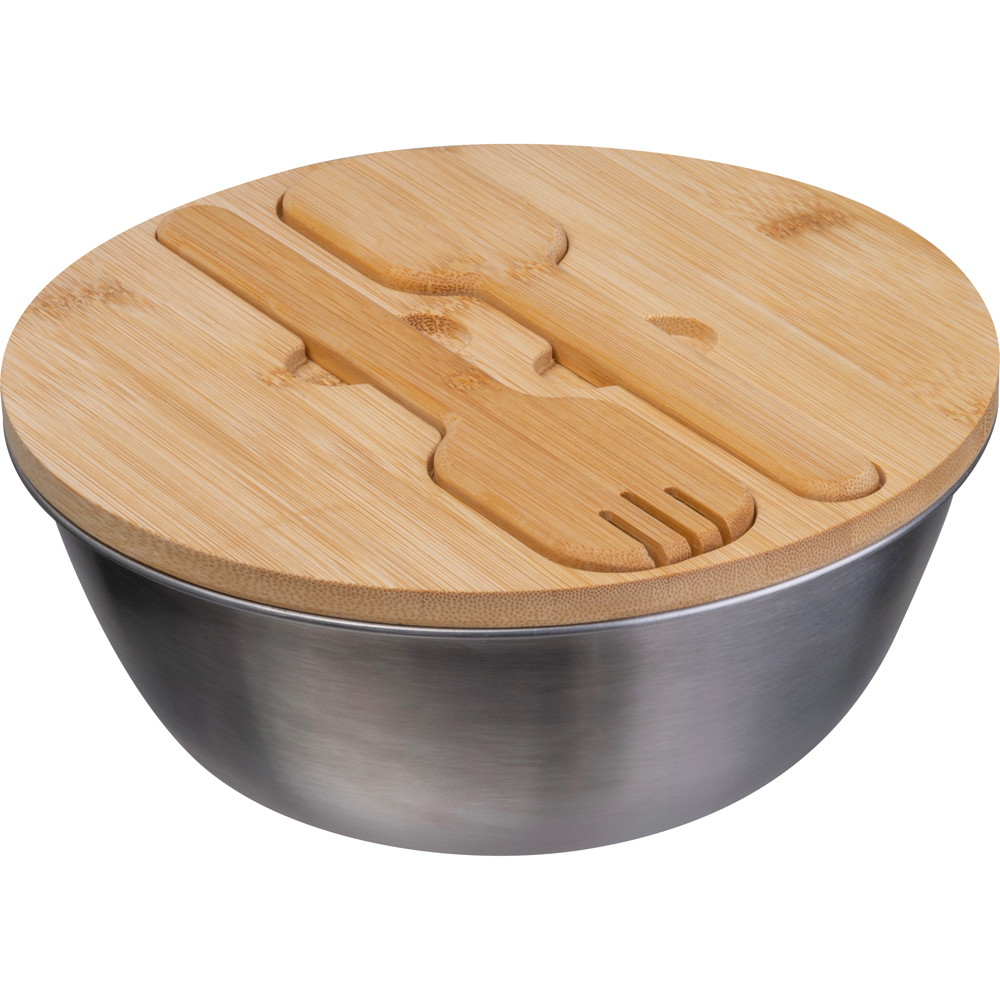 Saladekom met bamboe deksel