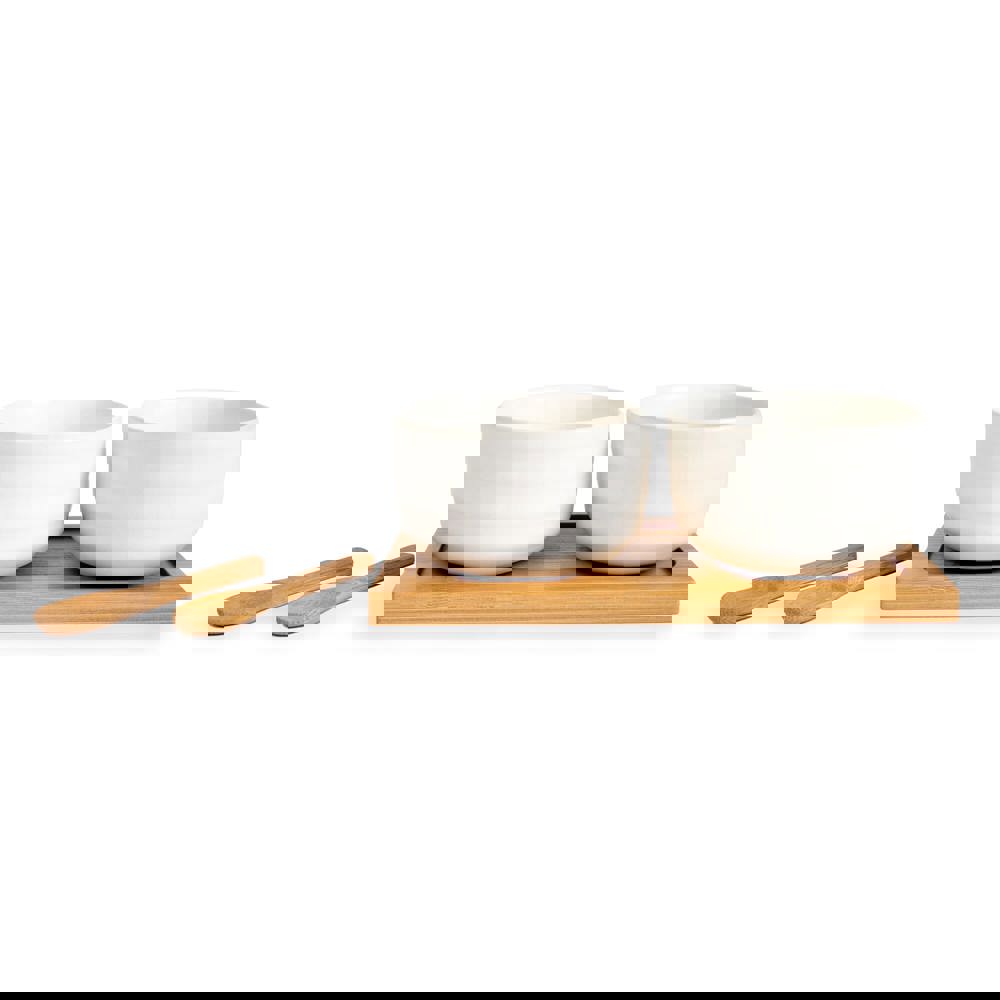 Sagaform Ellen set van 2 kommetjes met bamboe lepeltjes en tray - met logo of onbedrukt bestellen