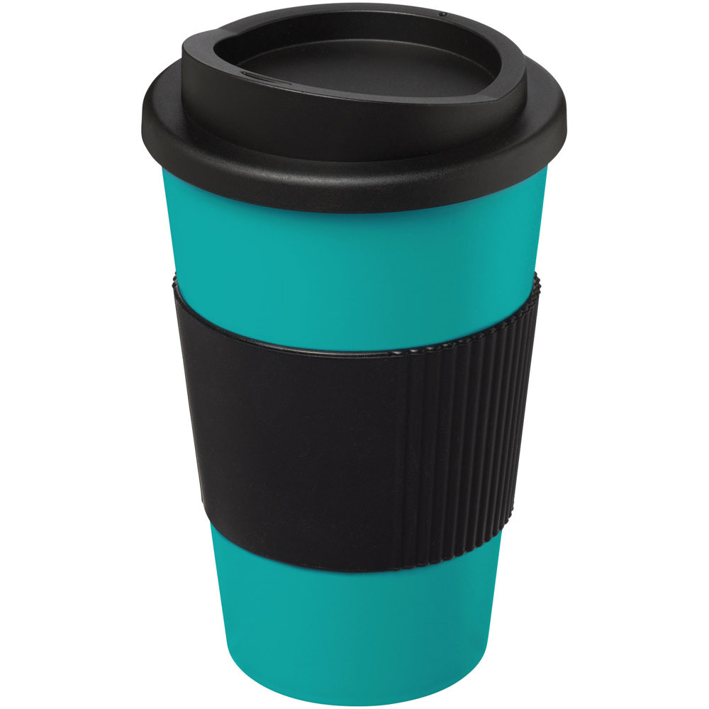 Americano® 350 ml geïsoleerde beker met grip - kopen of bedrukken - Aquablauw, Zwart