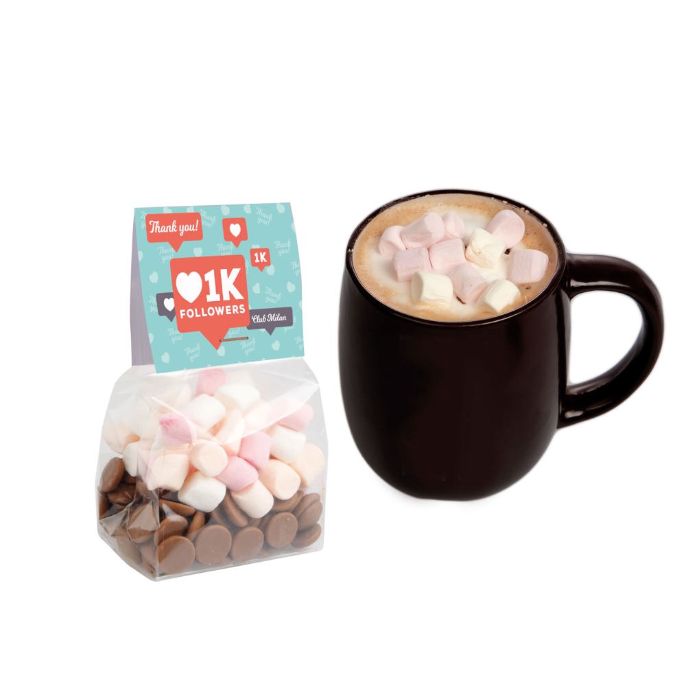 Blokzakje met kopkaartje en warme chocolademelkmix - kopen of bedrukken