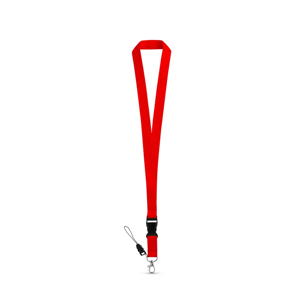 ANQUETIL. Polyester lanyard met metalen karabijnhaak - voor bedrijven en relatiegeschenken - Rood