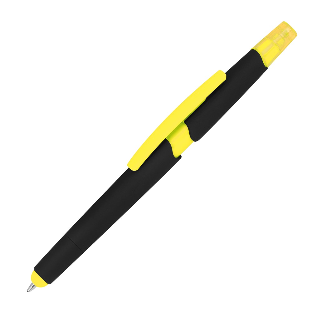 Pen met een tektstmarker - voor bedrijven en relatiegeschenken - Geel