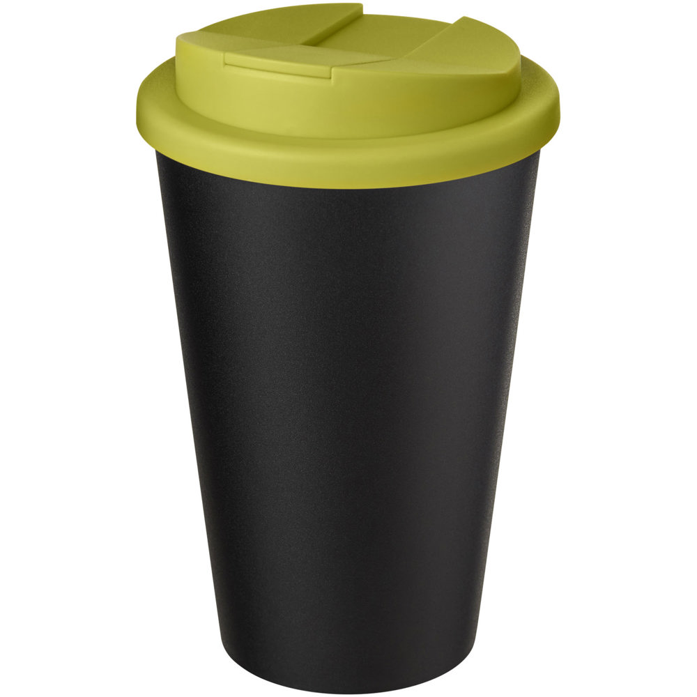 Americano® Eco 350 ml gerecyclede beker met spill-proof deksel - voor bedrijven en relatiegeschenken - Lime, Zwart