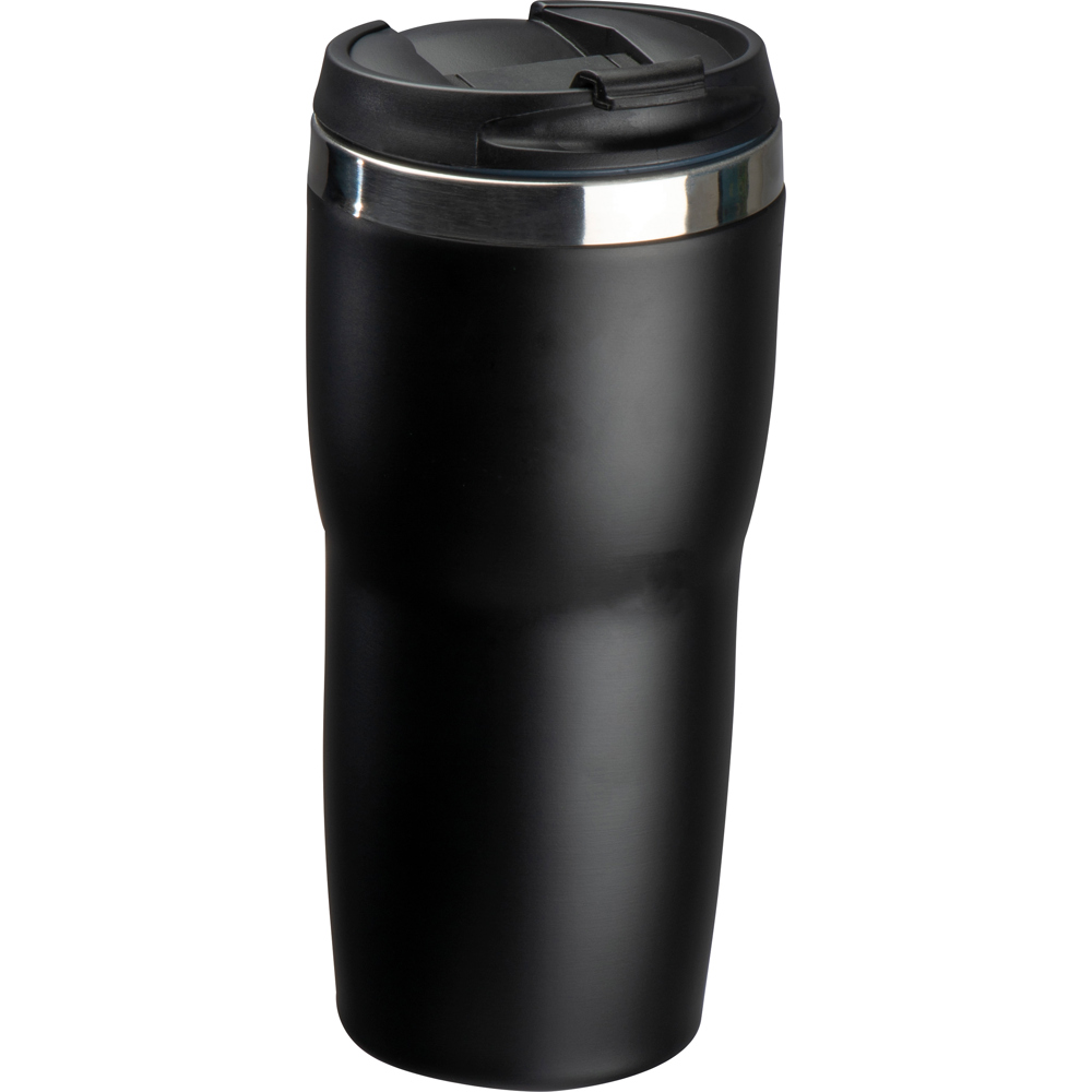 Drinkbeker met een RVS ommanteling, 500 ml - bedrukt of onbedrukt verkrijgbaar - Zwart