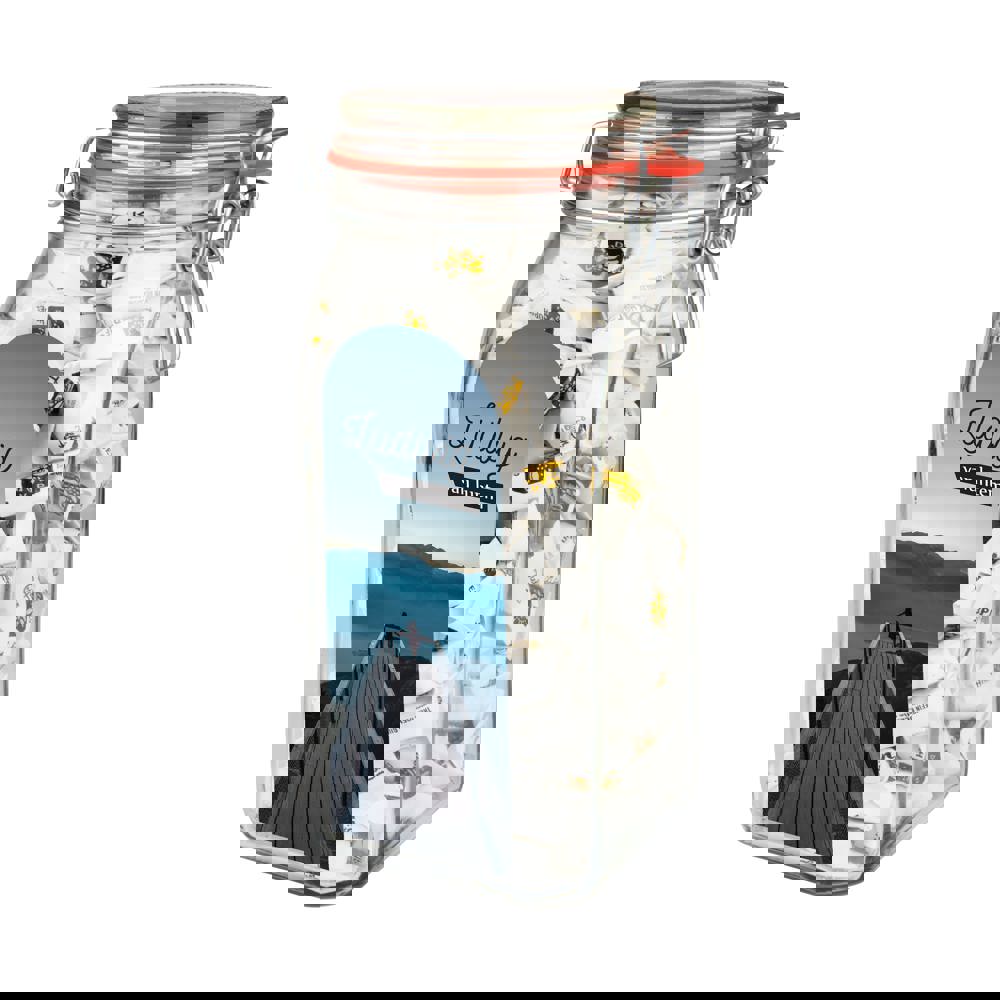 Weckpot 1,5 liter, gevuld met snoep