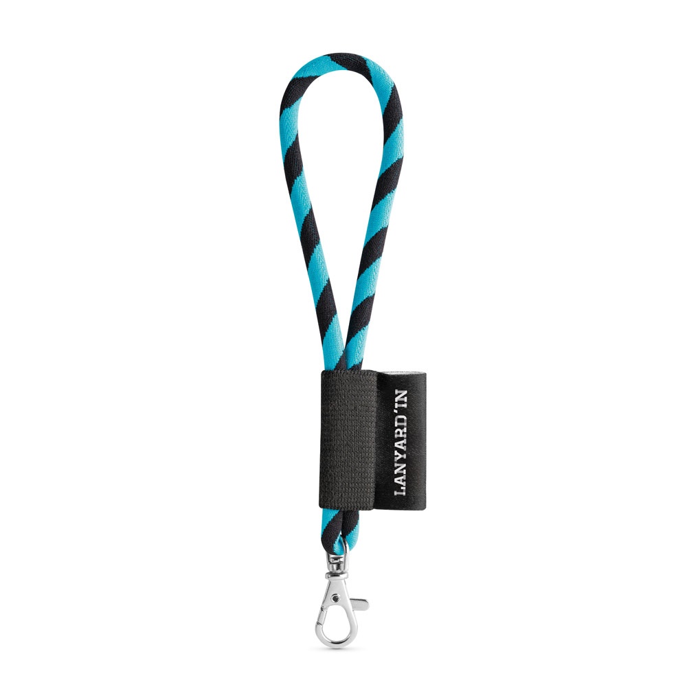 75090. Lanyard Tube Short Set. Standaard modellen - voor bedrijven en relatiegeschenken - 353 - Zwart, Licht blauw