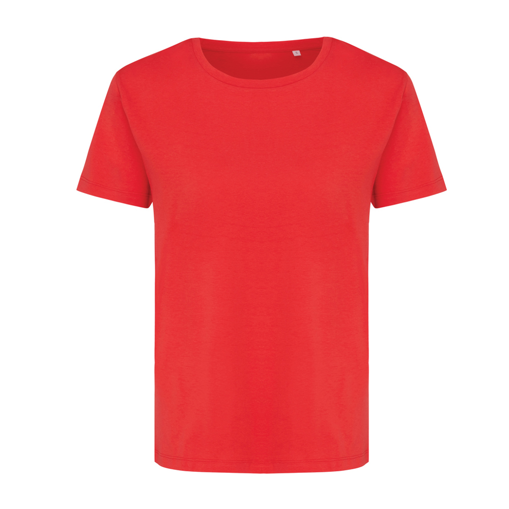 IQONIQ Yala dames lichtgewicht gerecycled katoen t-shirt - bedrukt of onbedrukt verkrijgbaar - luscious red (± PMS 17-1663TCX)