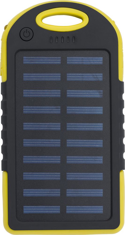 Rubberen ABS zonne-energie powerbank Arin - met logo of onbedrukt bestellen