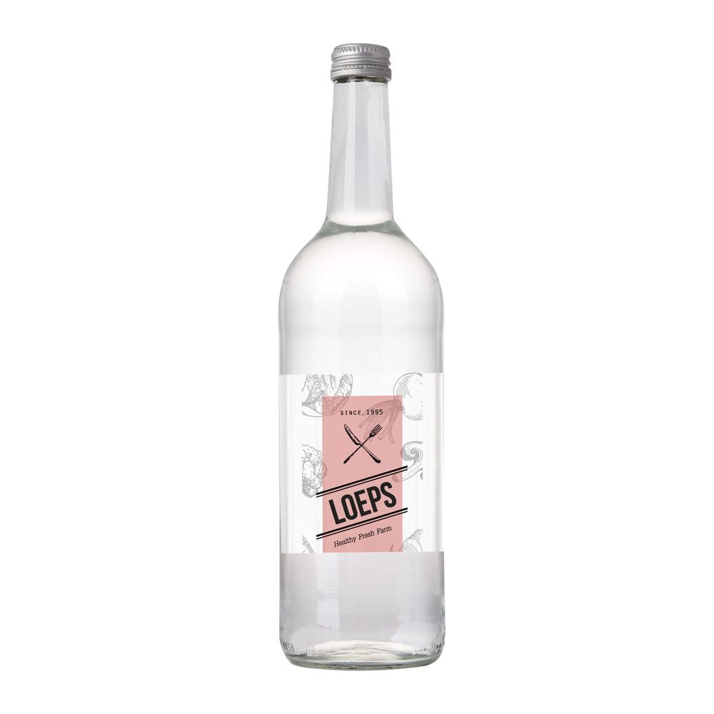 Glazen fles met 750 ml bronwater - voor bedrijven en relatiegeschenken