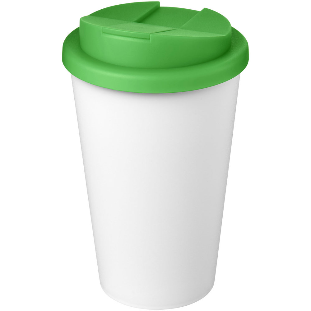 Americano® Eco 350 ml gerecyclede beker met spill-proof deksel - voor bedrijven en relatiegeschenken - Groen, Wit