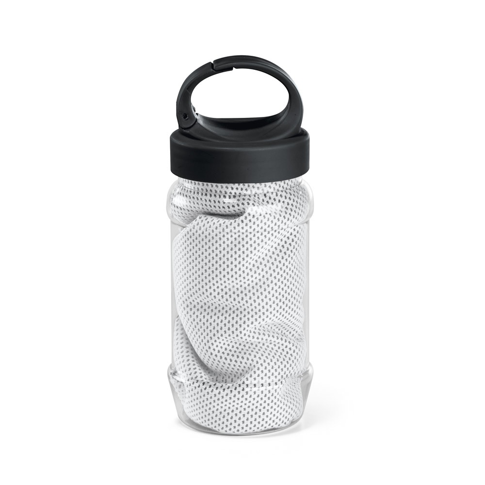 ARTX PLUS. Set met een PP en PET fles en een polyamide en polyester sporthanddoek - met logo of onbedrukt - Wit