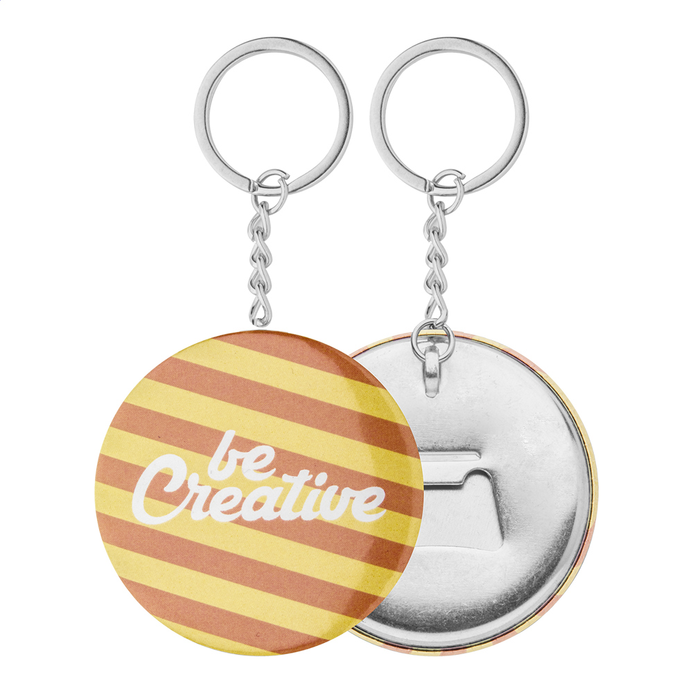 KeyBadge Bottle - button sleutelhanger met pin - kopen of bedrukken