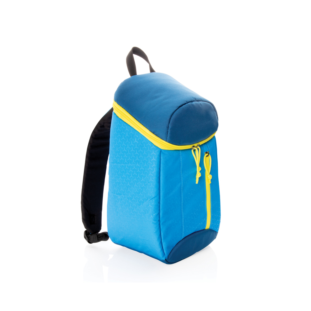 Hiking koelrugzak 10L - bedrukt of onbedrukt verkrijgbaar - blauw, geel (± PMS 295/ ± PMS 106)