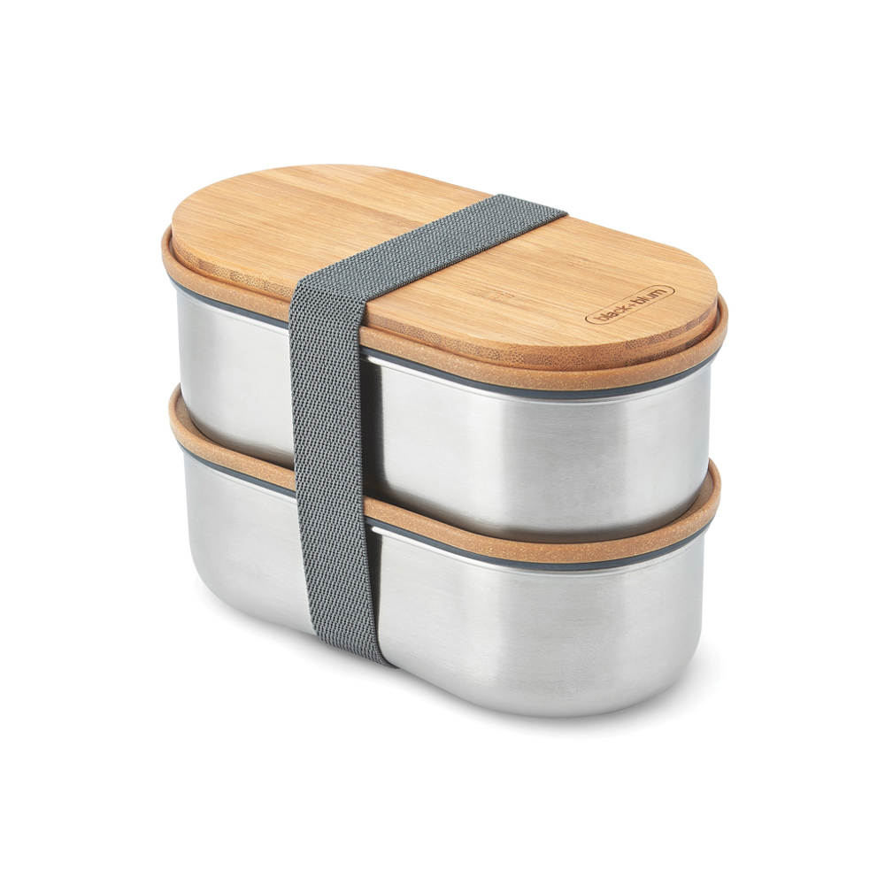Black+Blum Stainless Steel Dubbele Bento Box - bedrukt of onbedrukt verkrijgbaar