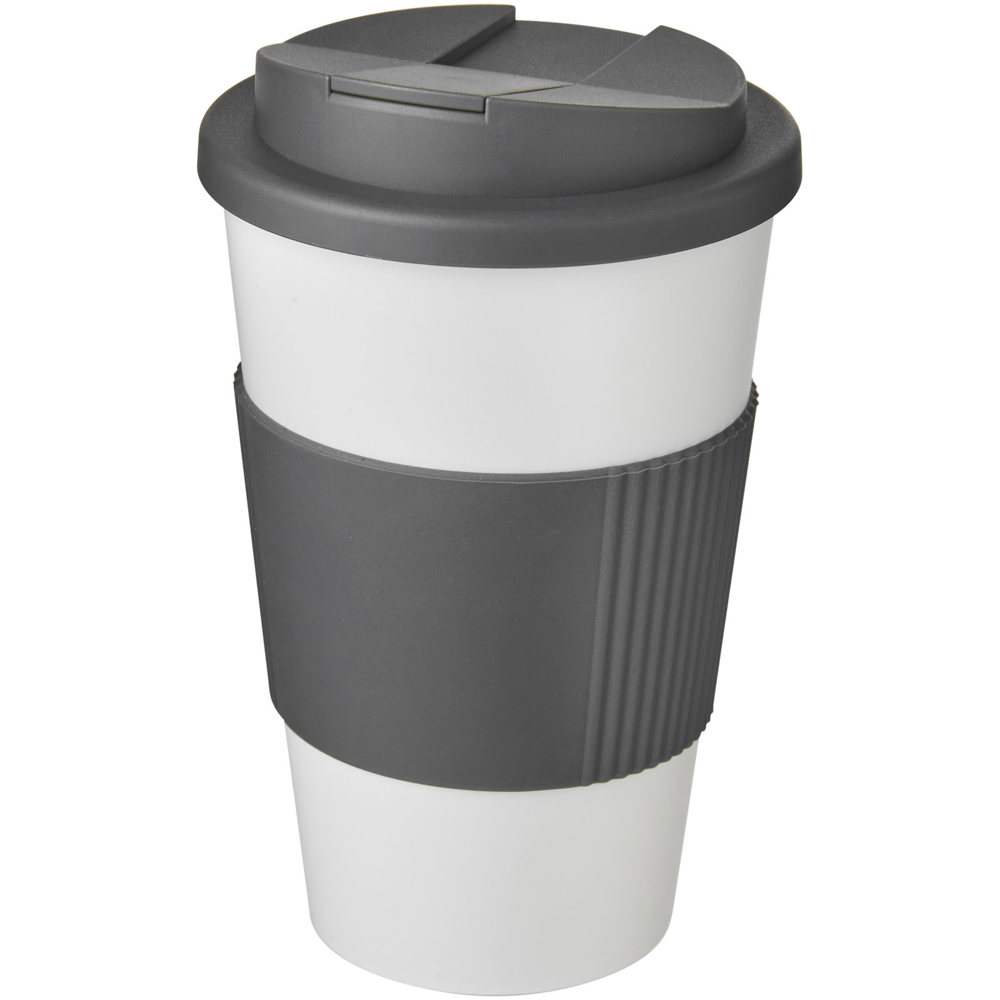 Americano® 350 ml geïsoleerde beker met handvat - voor bedrijven en relatiegeschenken - Wit, Grijs