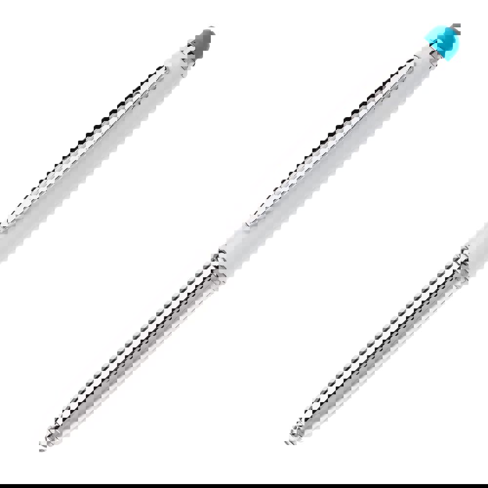 Balpen Shine stylus metaal - kopen of bedrukken - Wit / Lichtblauw