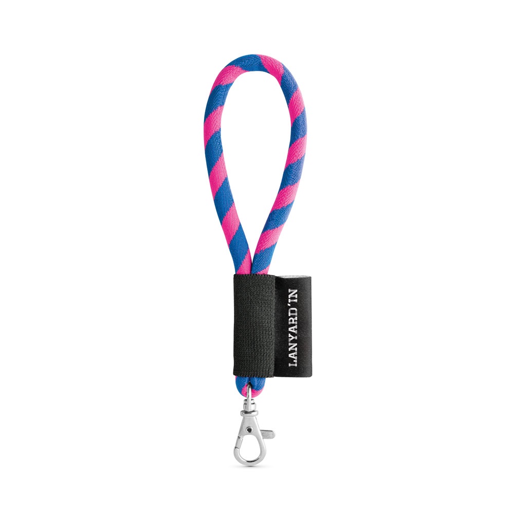 75090. Lanyard Tube Short Set. Standaard modellen - voor bedrijven en relatiegeschenken - Hexachrome roze , Royal blauw
