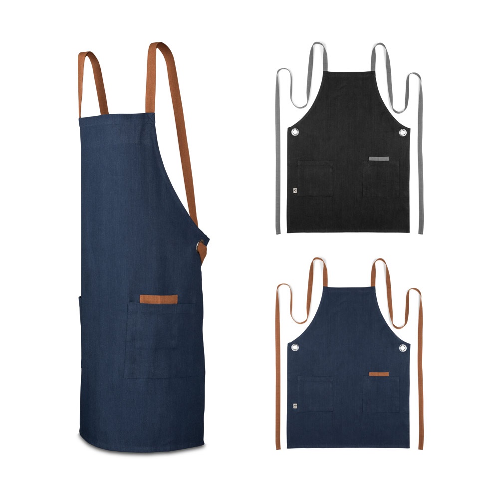 CARDAMOM. Schort van katoen (80% gerecycled) en polyester (20% gerecycled) (220 g/m²) - met logo of onbedrukt