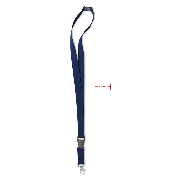 LANY - Lanyard, metalen haak. 20 mm - voor bedrijven en relatiegeschenken - Blauw