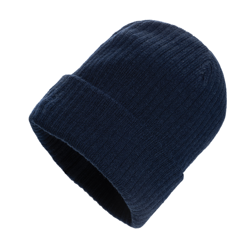 Pryor AWARE™ Polylana® beanie met omslag - voor bedrijven en relatiegeschenken - donkerblauw (± PMS 19-3932 TCX)
