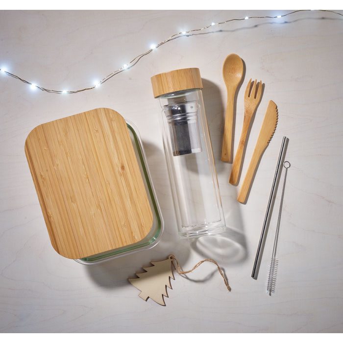 TUNDRA LUNCHBOX - Lunchbox glas bamboe deksel9000 - voor bedrijven en relatiegeschenken