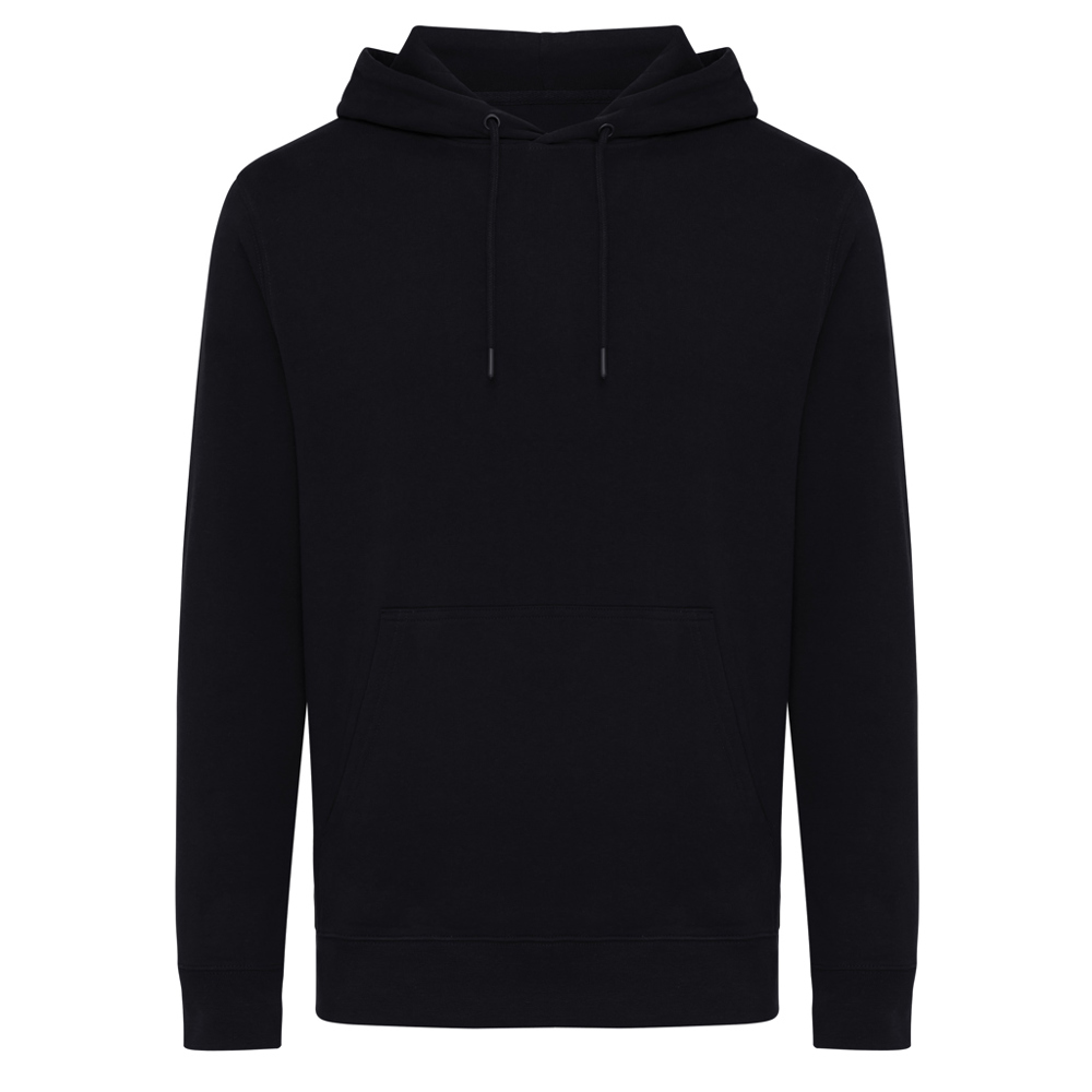 IQONIQ Rila lichtgewicht gerecycled katoen hoodie - bedrukt of onbedrukt verkrijgbaar - zwart (± PMS Black)