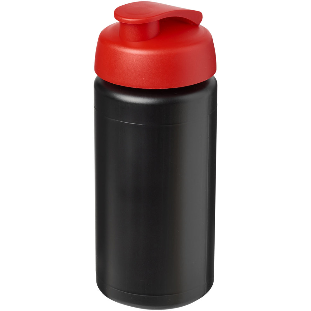 Baseline® Plus grip 500 ml sportfles met flipcapdeksel - met logo of onbedrukt bestellen - Zwart, Rood