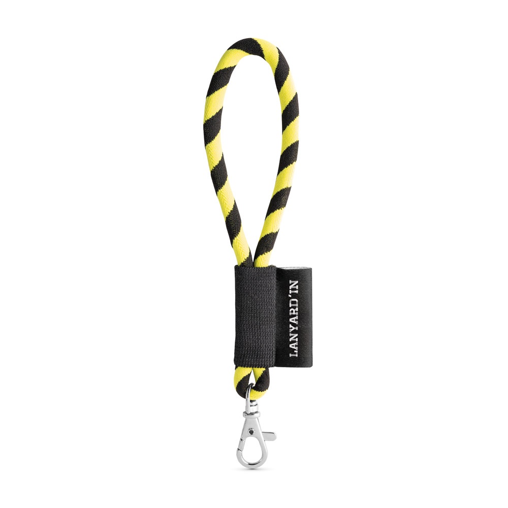 75090. Lanyard Tube Short Set. Standaard modellen - voor bedrijven en relatiegeschenken - Hexachrome geel, Zwart