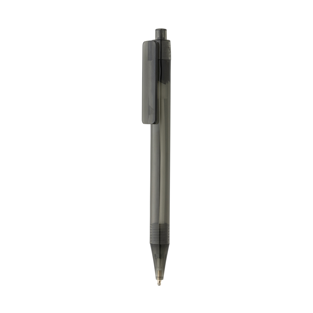 GRS RPET X8 transparante pen - voor bedrijven en relatiegeschenken - zwart (± PMS Black)