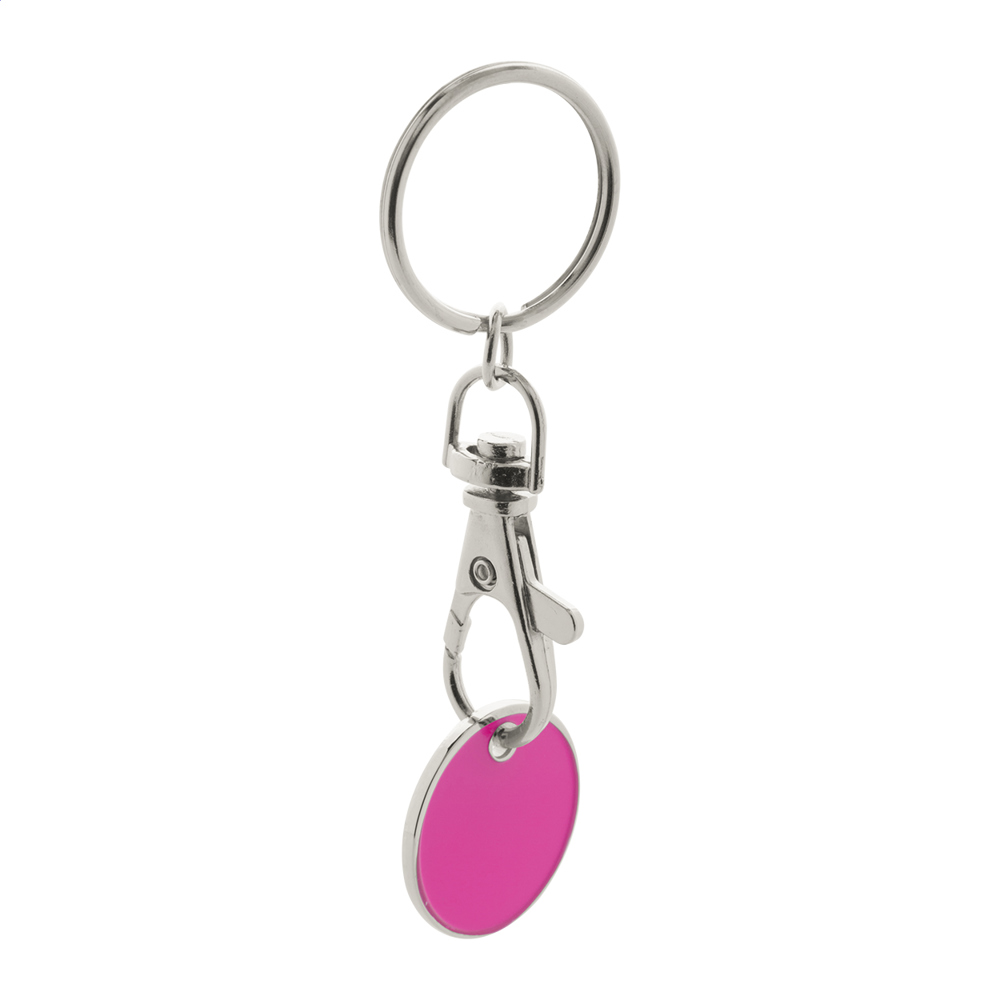 Eurocoin - winkelwagenmuntje sleutelhanger - kopen of bedrukken - fuchsia